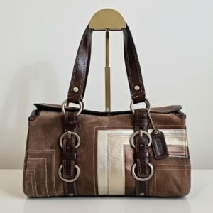 Coach Rare Vintage 2006 Chelsea Art Deco Suede & Metallic Leather Satchel NWOT